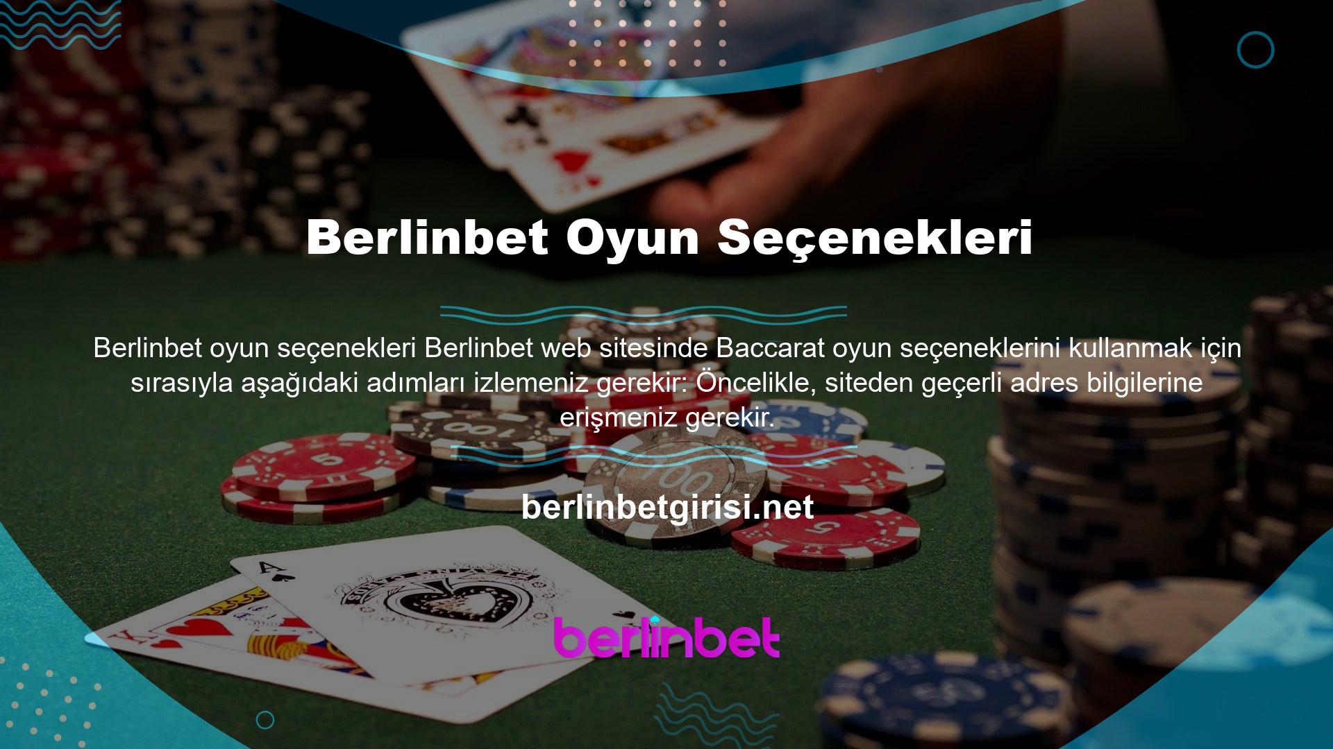 Bu adres bilgilerini aldıktan sonra, Baccarat seçeneğini tıklamanız gerekir